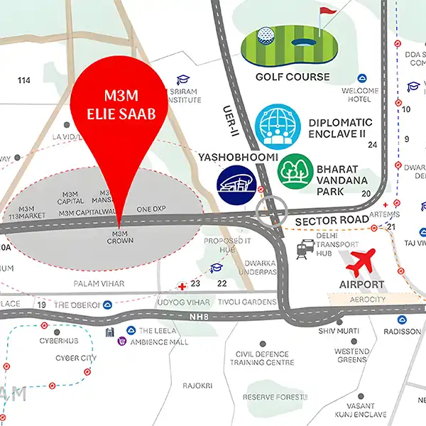 M3M Elie Saab Location map